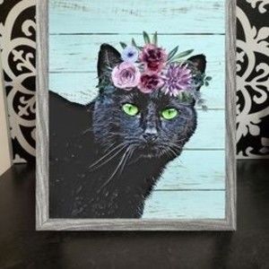 Framed 8x10 Black Cat Print